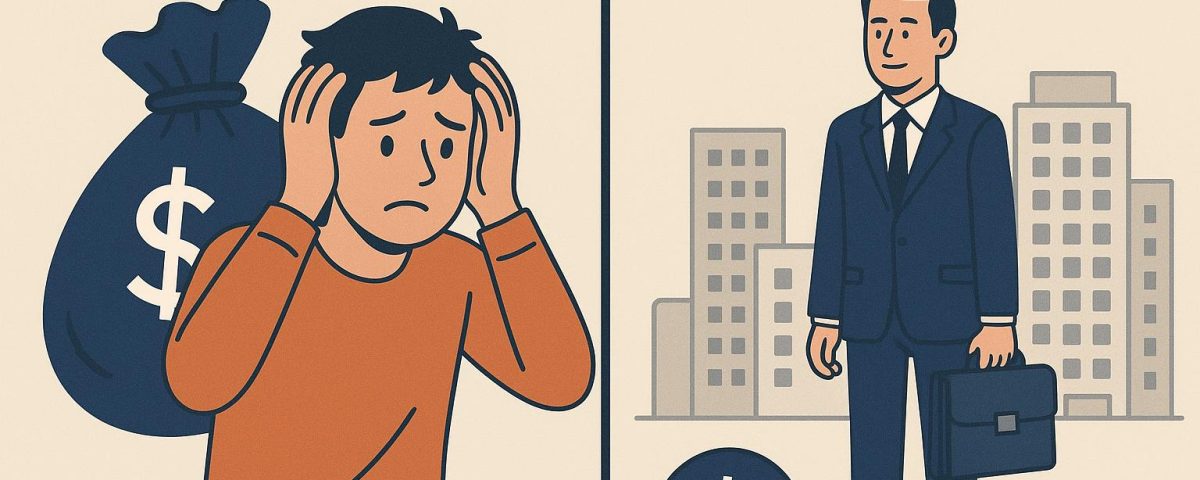 The difference between personal and corporate debt.